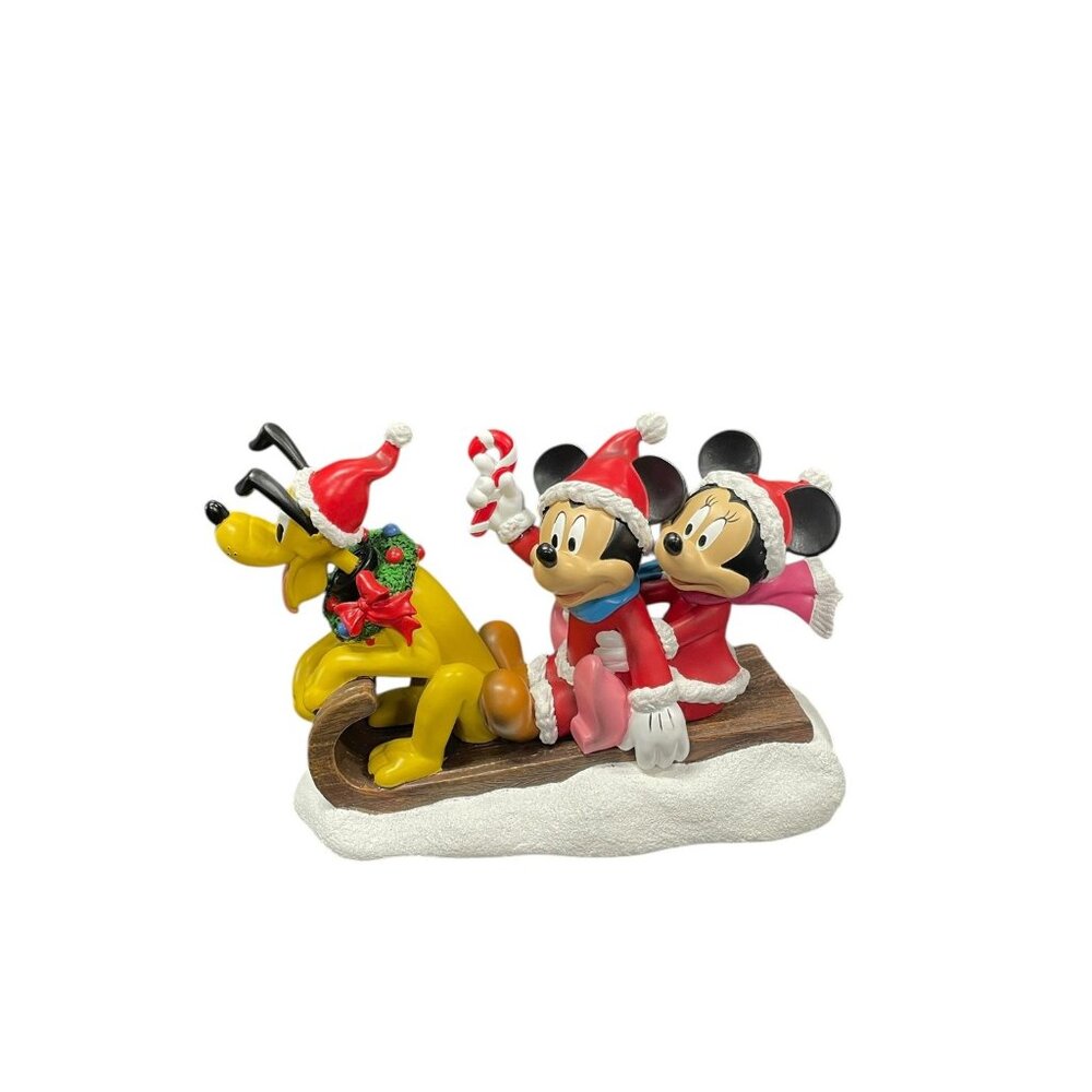 Mickey Minnie Pluto Disneyana Resin Figurine‎ 7.5in Christmas Decor